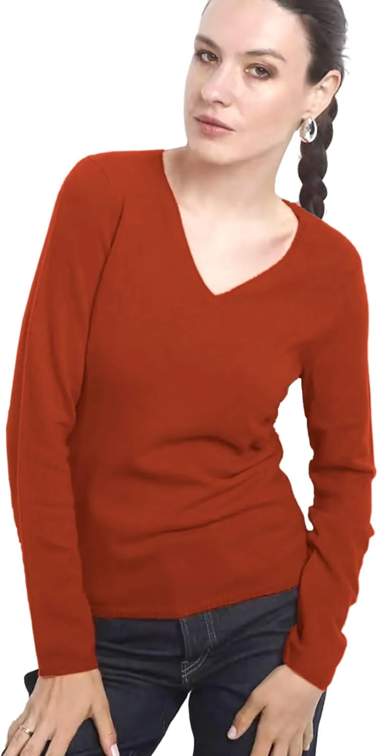 100% Cashmere Long Sleeve Pullover V Neck Sweater. Comfort, Luxury,Soft Silky Texture. Essential Classic Pullover