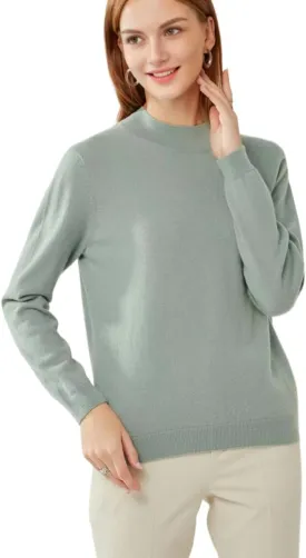 100% Pure Cashmere Sweaters for Women Mockneck Long Sleeve Warm Soft Lightweight Knit Pullover