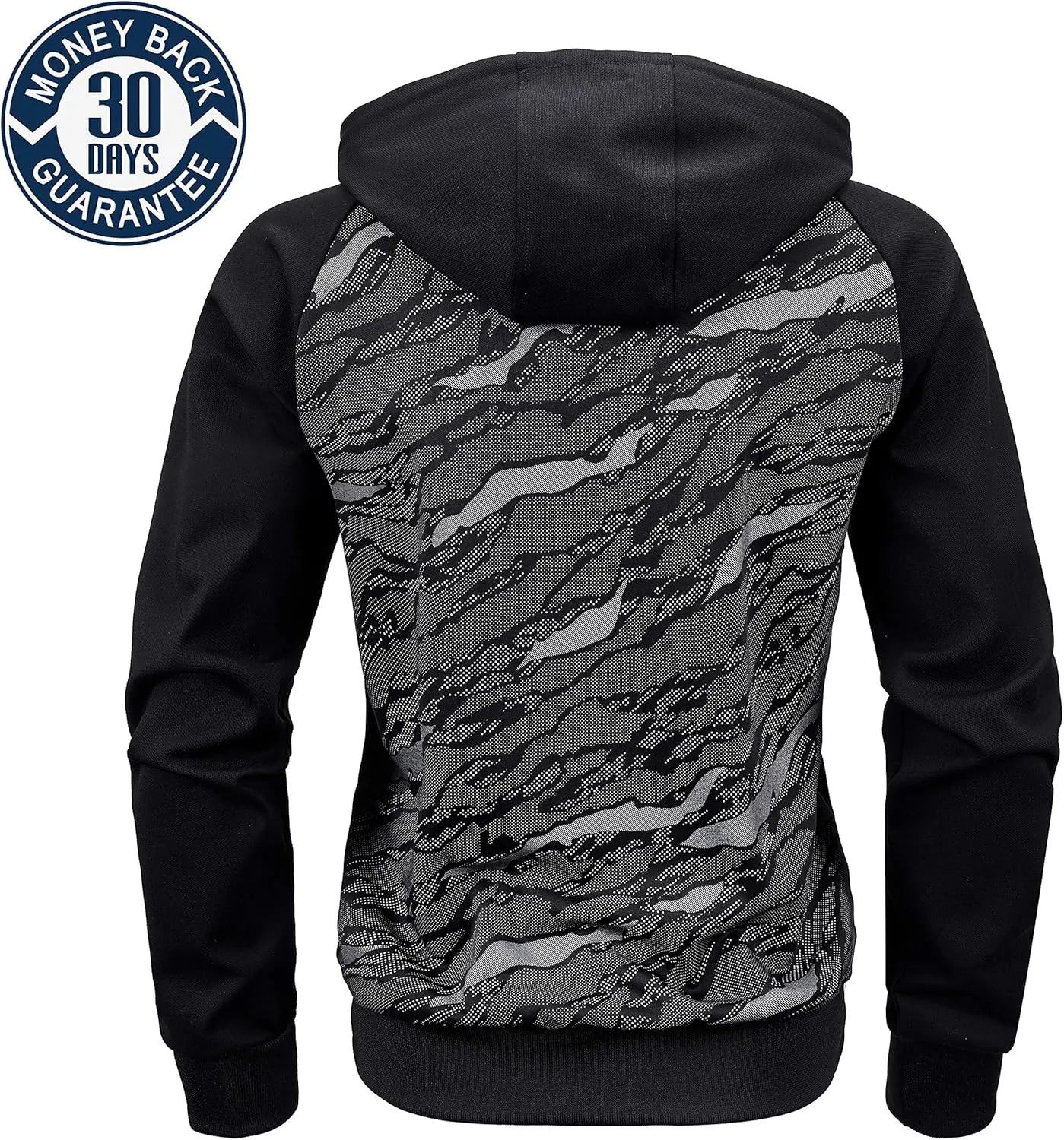 AFILOK Men's Zip Up Hoodie Fleece lightweight Sweatshirt Camo Color Block Fashion Long Sleeve Hooded WIth Kanga Pocket
