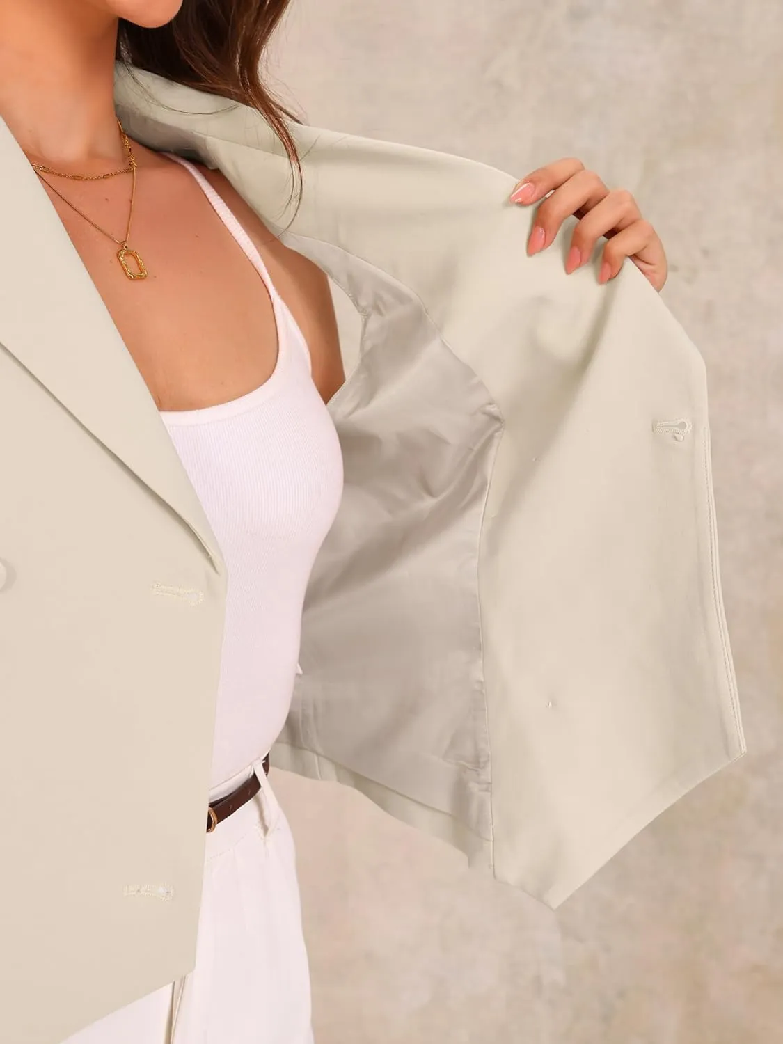Allegra K Notched Lapel Waistcoat Vest for Women's Double Breasted V Neck Sleeveless Workwear Suit Vests