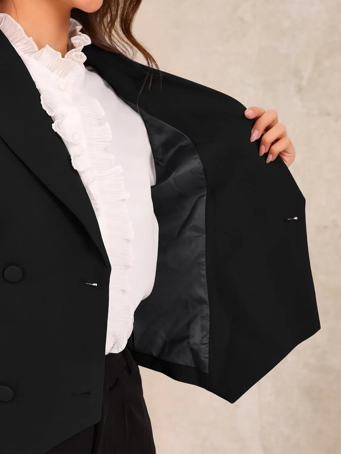 Allegra K Notched Lapel Waistcoat Vest for Women's Double Breasted V Neck Sleeveless Workwear Suit Vests