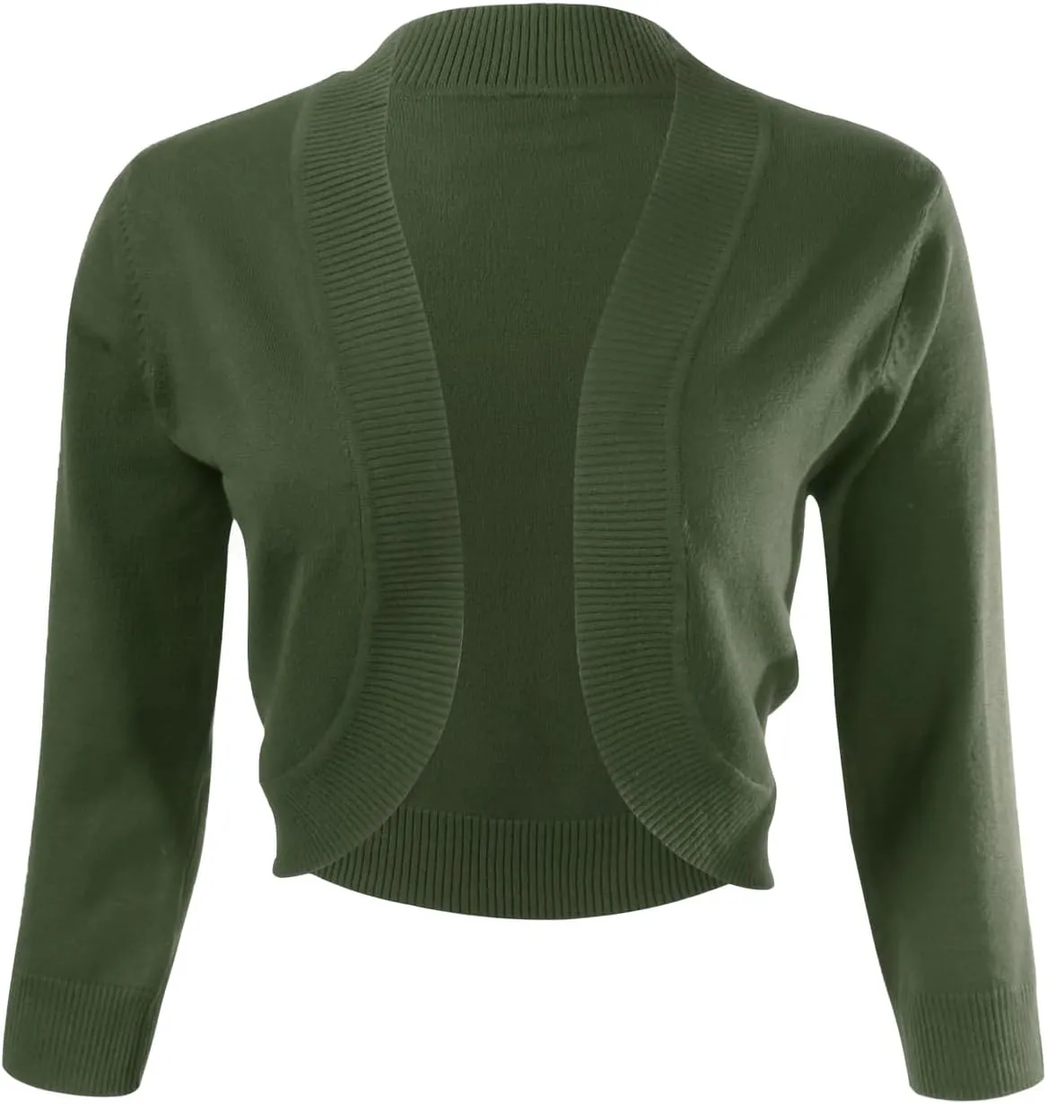 Allsense Women's 3/4 Sleeve V-Neck Cropped Bolero Shrug Cardigan
