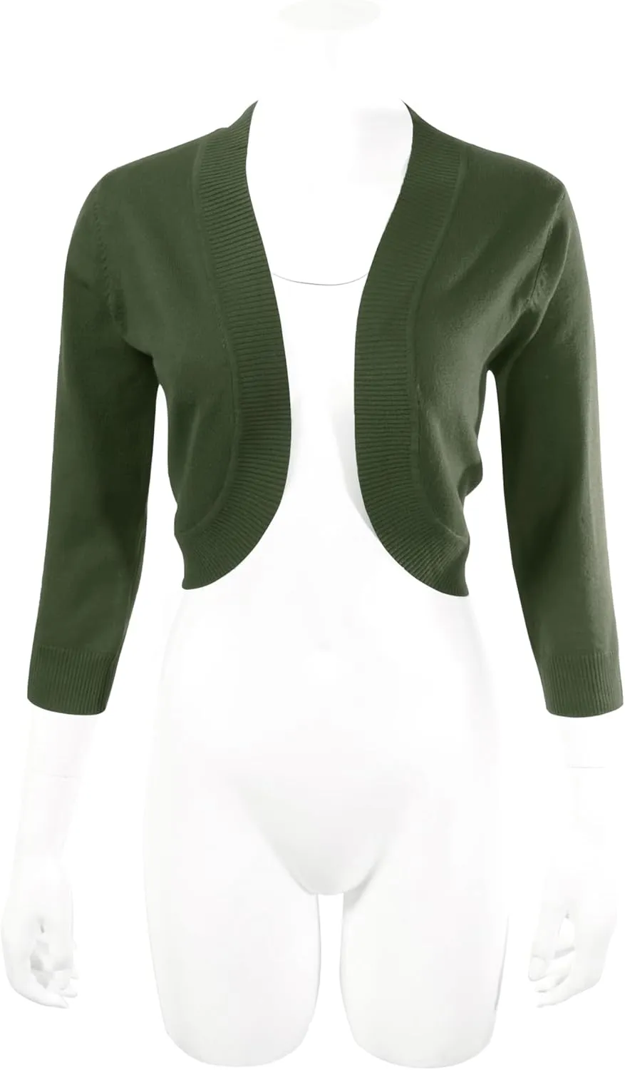 Allsense Women's 3/4 Sleeve V-Neck Cropped Bolero Shrug Cardigan