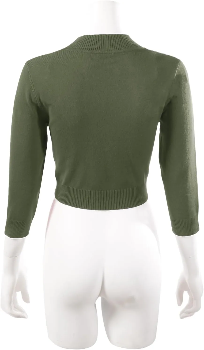 Allsense Women's 3/4 Sleeve V-Neck Cropped Bolero Shrug Cardigan