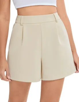 Belle Poque Womens Casual Elastic Waist Wide Leg Shorts High Waisted Summer Dressy Work Tailored Trouser Shorts with Pockets