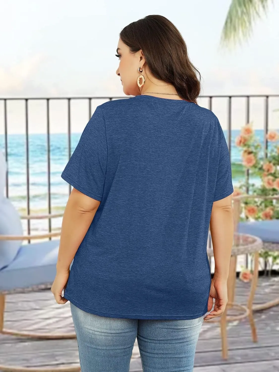Binshre Plus Size Tops for Women Cute Graphic Tees Loose Fit Flower Printing Short Sleeve Crew Neck T Shirts