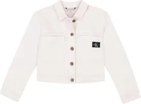 Calvin Klein Girls' Basic Jean Jacket, Stretch Denim with Button Closure, Casual Style