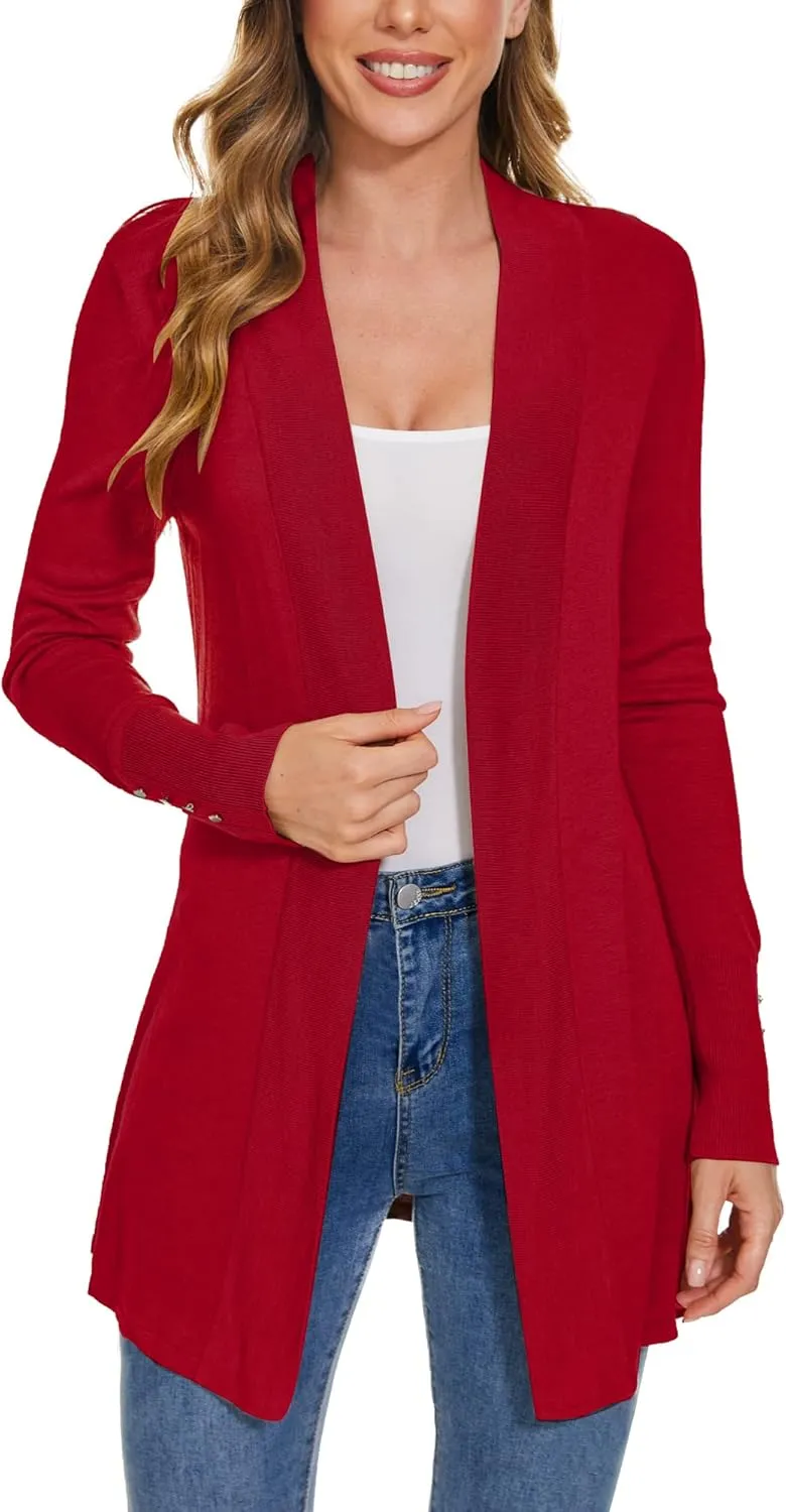 Cardigan for Women Dressy Casual Long Sleeve Open Front Knit Cardigan Sweaters