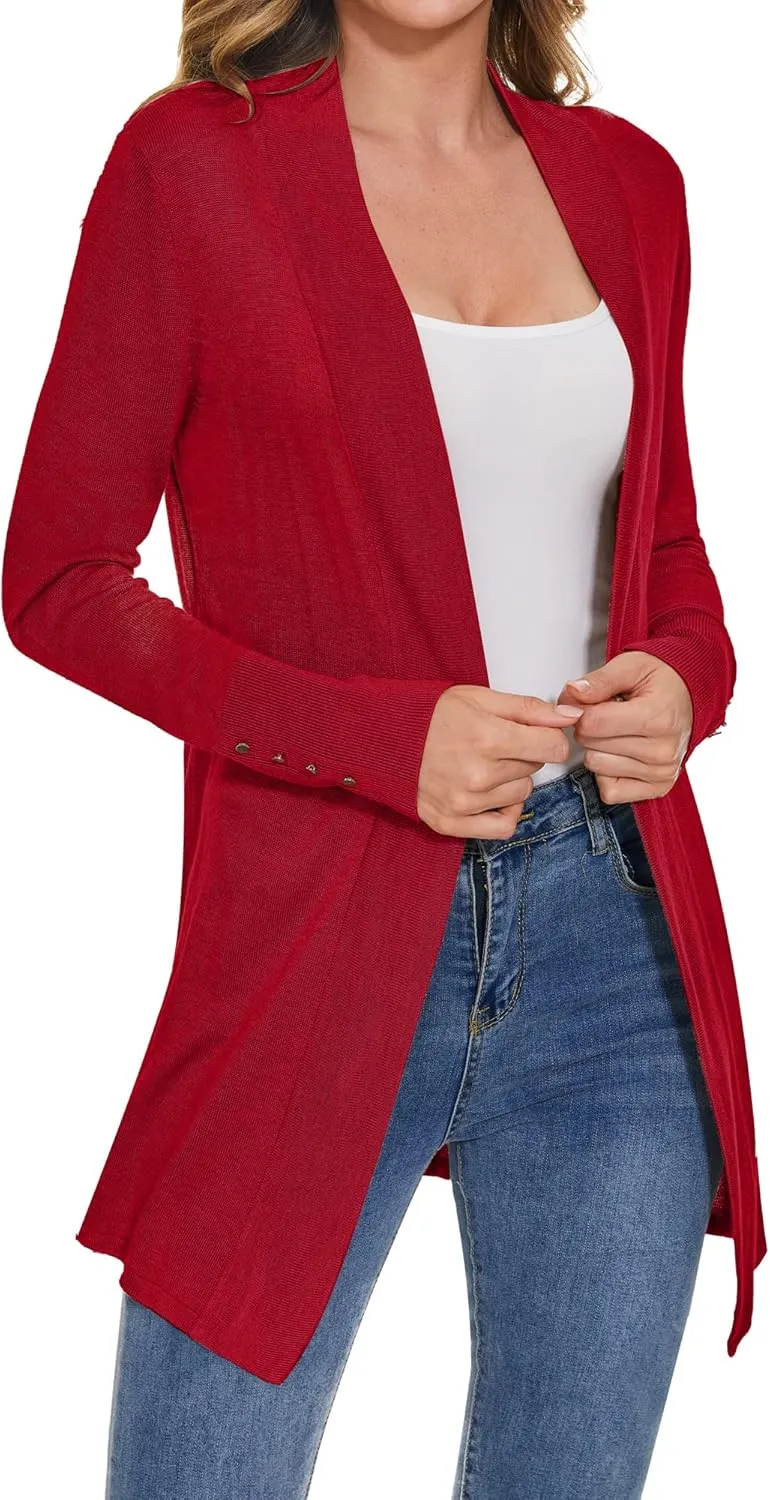 Cardigan for Women Dressy Casual Long Sleeve Open Front Knit Cardigan Sweaters