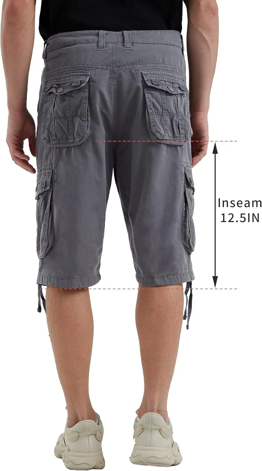 Cargo Shorts for Men Multi Pockets Mens Shorts Below Knee Casual Hiking Summer Shorts