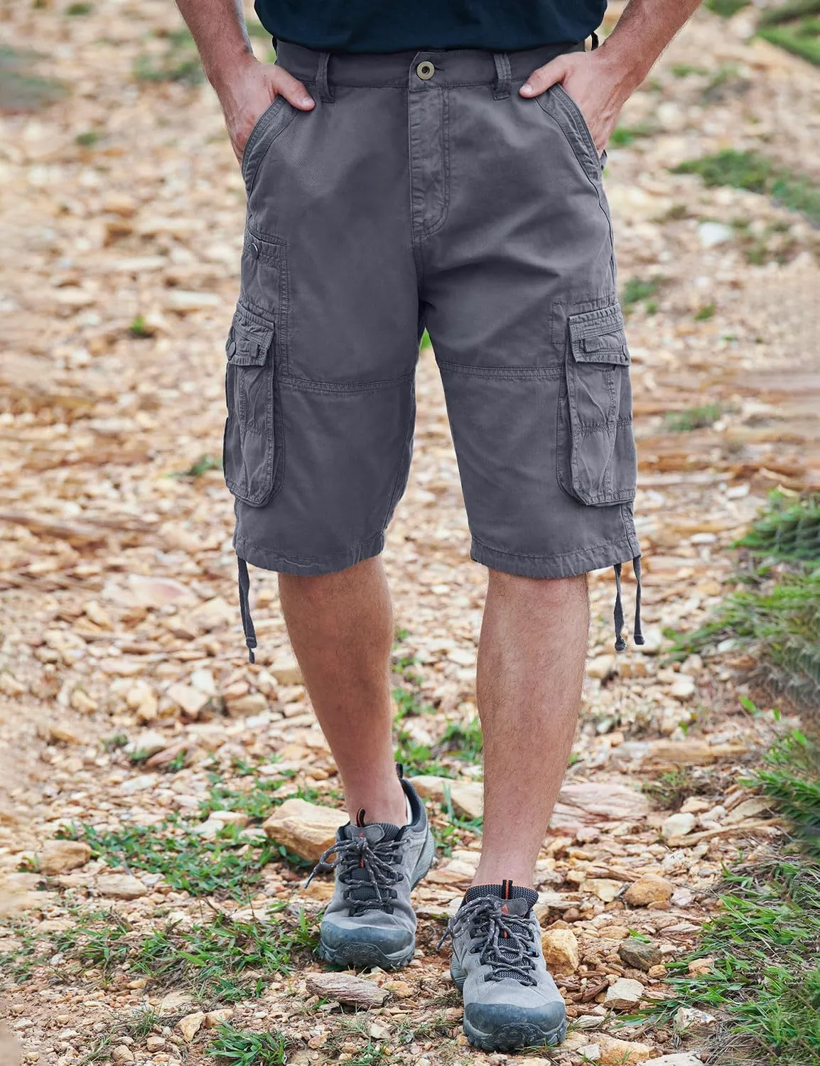 Cargo Shorts for Men Multi Pockets Mens Shorts Below Knee Casual Hiking Summer Shorts