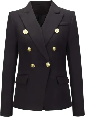 chouyatou Women's Vintage Double Breasted Slim Fit Dress Suit Blazer Jacket