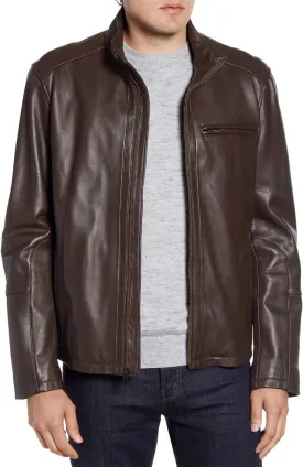Cole Haan Men's Smooth Leather Moto Jacket Cole Haan Men's Smooth Leather Moto Jacket
