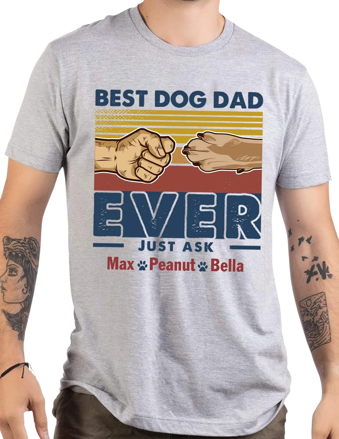 Custom Dog Dad T-Shirt, Best Dog Dad Ever Shirt, Gifts Idea for Fatherday, Grandpa, Husband, Papaw, Custom Photo, Birthday