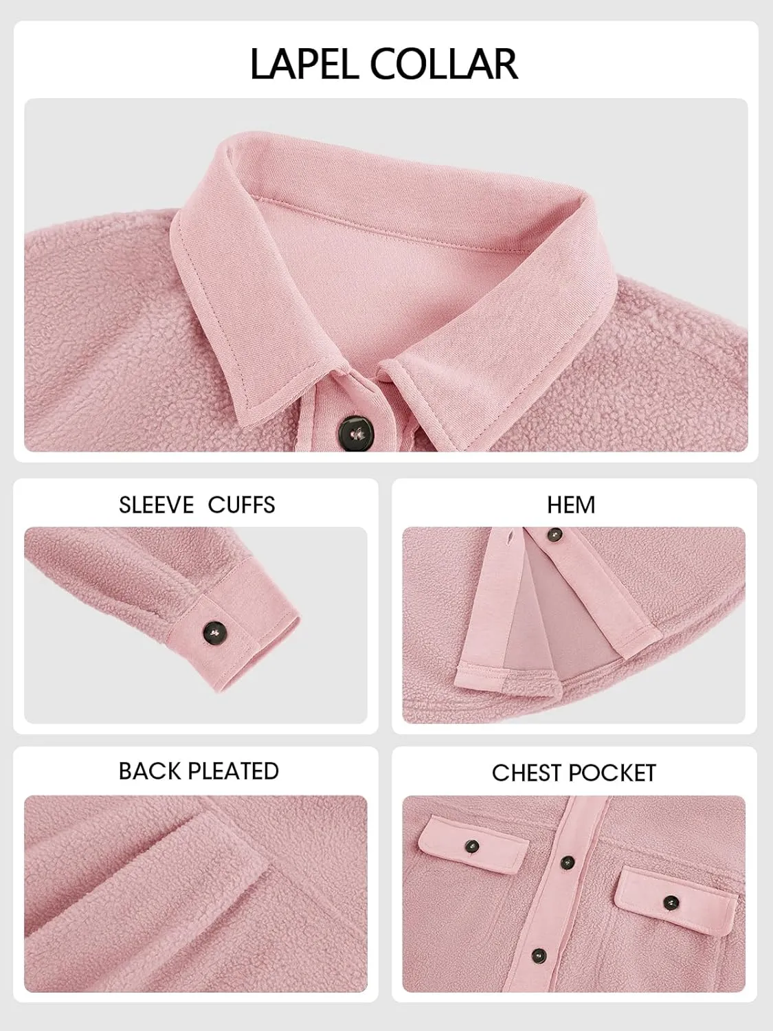 Fisoew Womens Oversized Long Sleeve Button Down Shirt Jacket Soft Comfy Casual Shacket Coats with Pockets