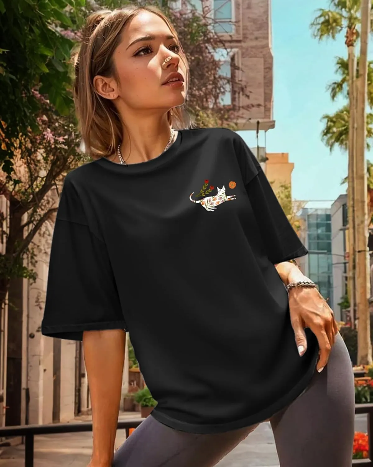 Flafens Graphic Tees T Shirts for Women - Cute Womens T-Shirts Cotton Tshirts Tops Teens Girls