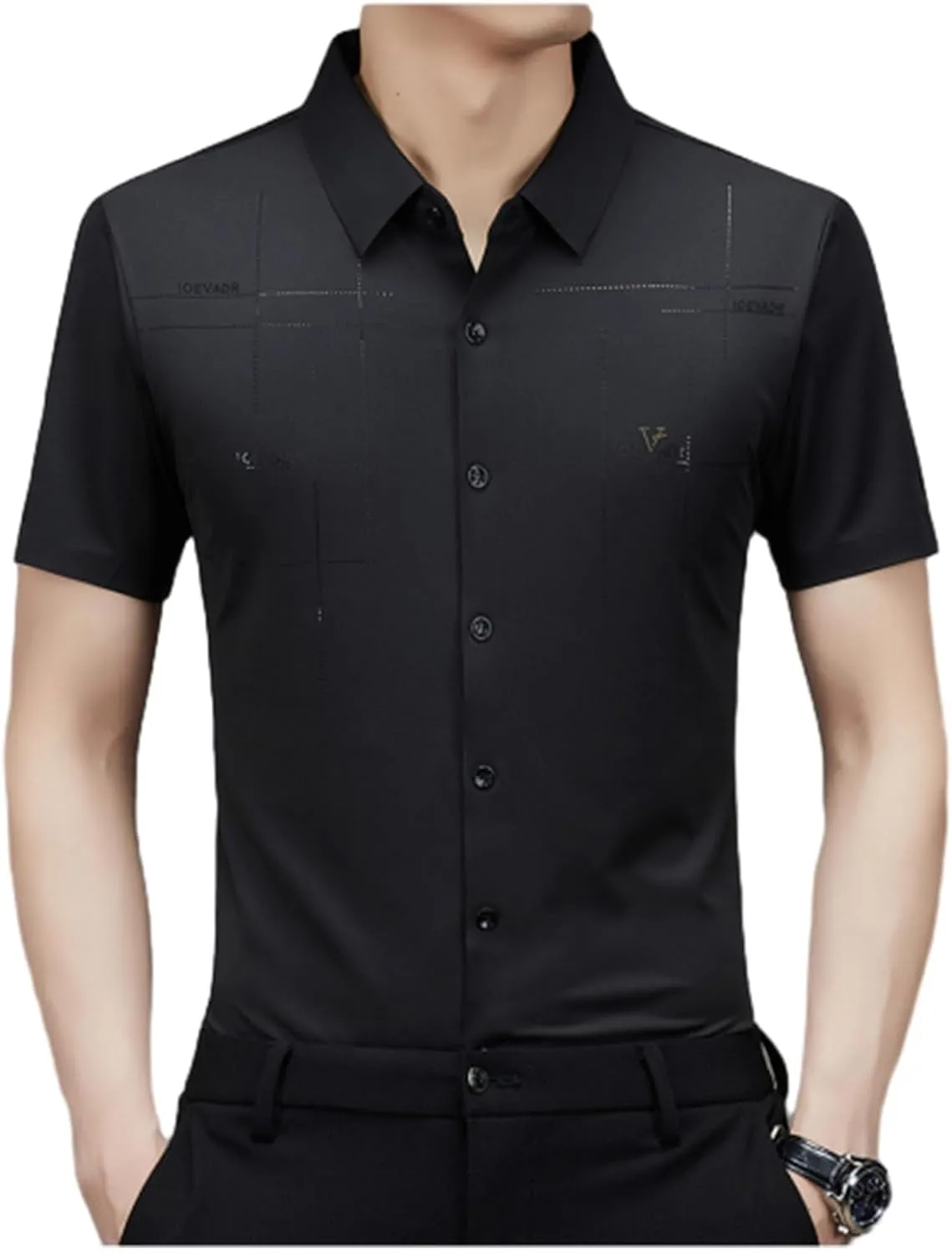 Gentclassic - Men's Breathable Ice-Silk Stretch Shirt, Men's Ice Silk Business Polo Shirt