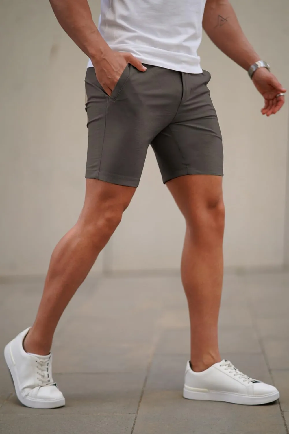GINGTTO Mens Slim Fit Shorts 7" Inseam Skinny Chino Short Tapered Leg Stretch