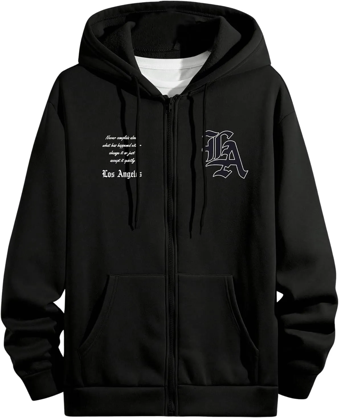 GORGLITTER Men's Color Block Long Sleeve Zip Up Hoodie Cartoon Graphic Drawstring Hooded Sweatshirt Tops