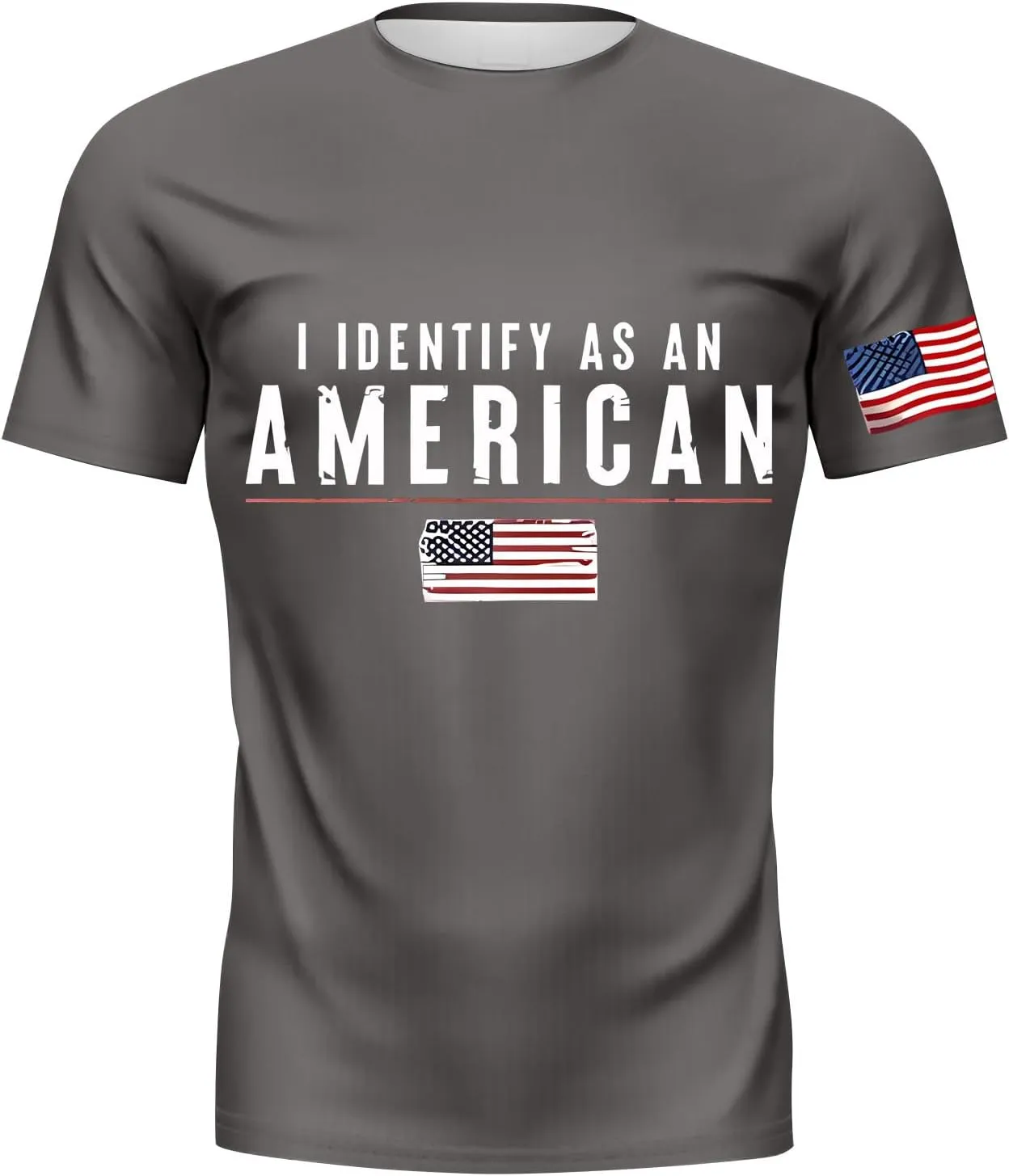 I Identify As an American T-Shirt Men American Flag Patriotic Tee Shirts 4th of July Summer Gym Tops Muscle Tee