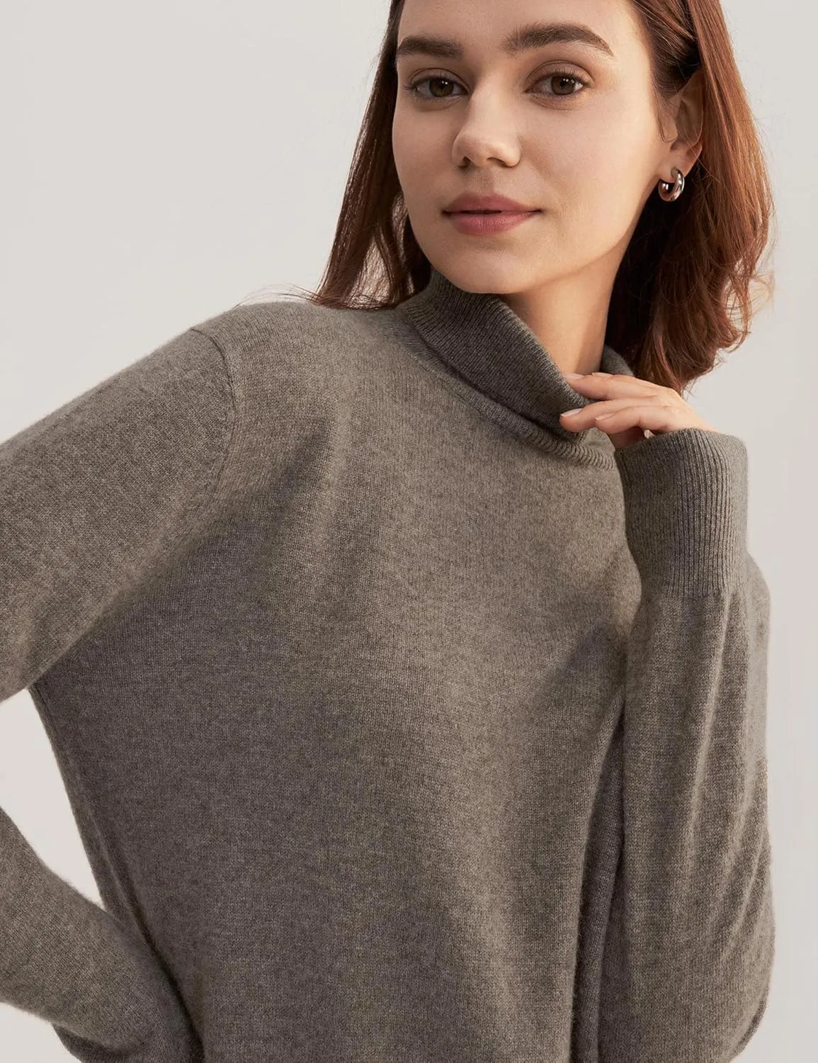 LilySilk Womens Cashmere Knit Dress Ladies Long Pullover Sweatshirt Causal Sweater Dress with Turtleneck