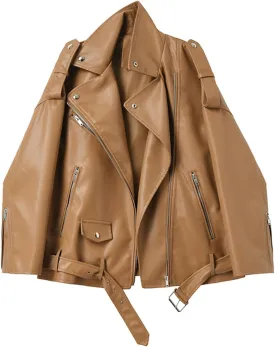 LY VAREY LIN Women Faux Leather Jacket Lapel Collar Motorcycle Zip Up Long Sleeve Motor Biker Short Coat Jacket LY VAREY LIN Women Faux Leather Jacket Lapel Collar Motorcycle Zip Up Long Sleeve Motor Biker Short Coat Jacket