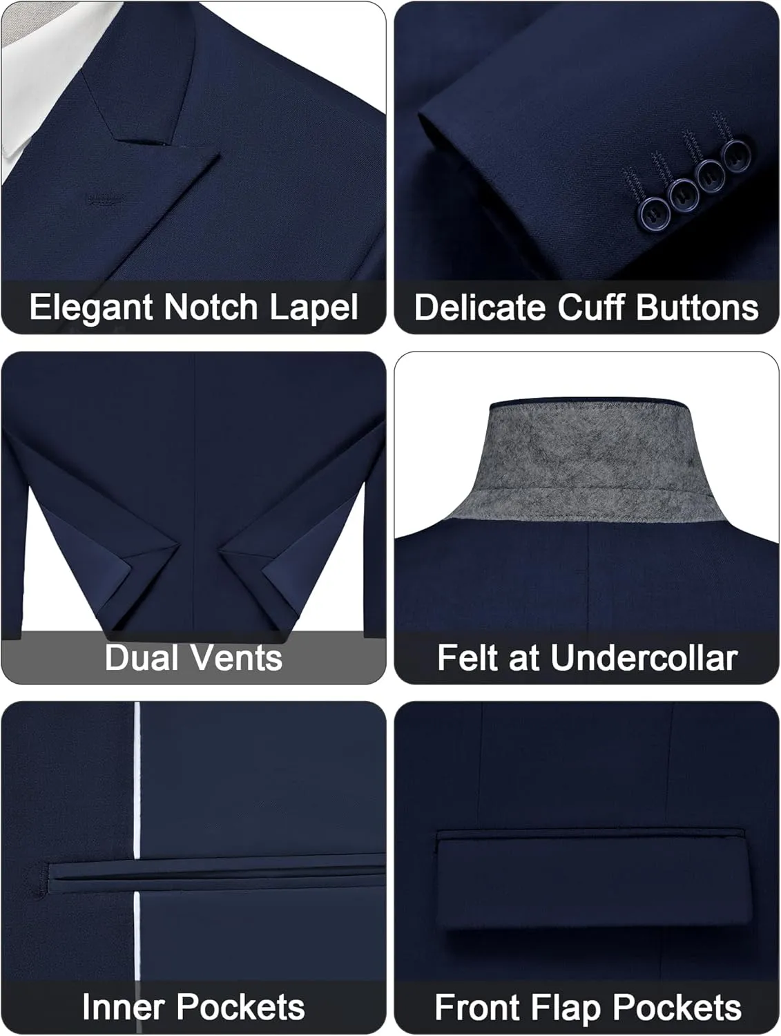 MAGE MALE Men's 2 Piece Suit Elegant Solid Double Breasted Slim Fit Tuxedo Suit with Blazer and Pants