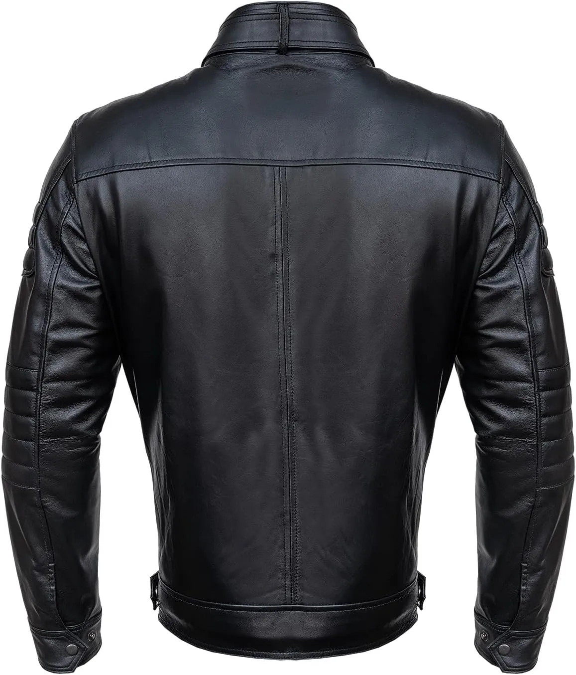Men Cafe Racer Motorcycle Style Solid Color Leather Jacket | Mens Slim Fit Motorcycle Brown Leather Jacket