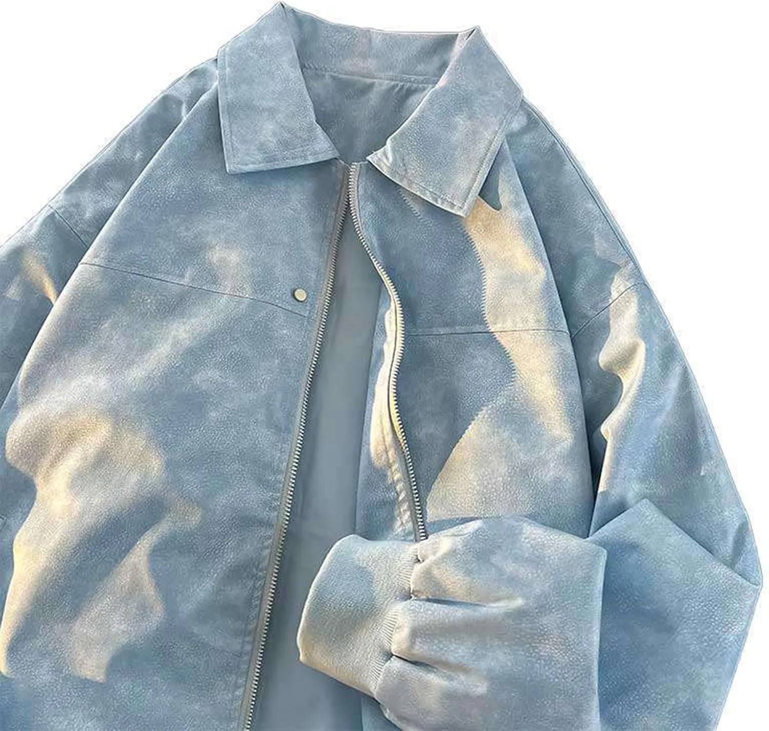 Men Suede Jacket Full Zip Casual Vintage Bomber Jackets Classic Trucker Fishing Coat Maillard Couple Top Big &Tall
