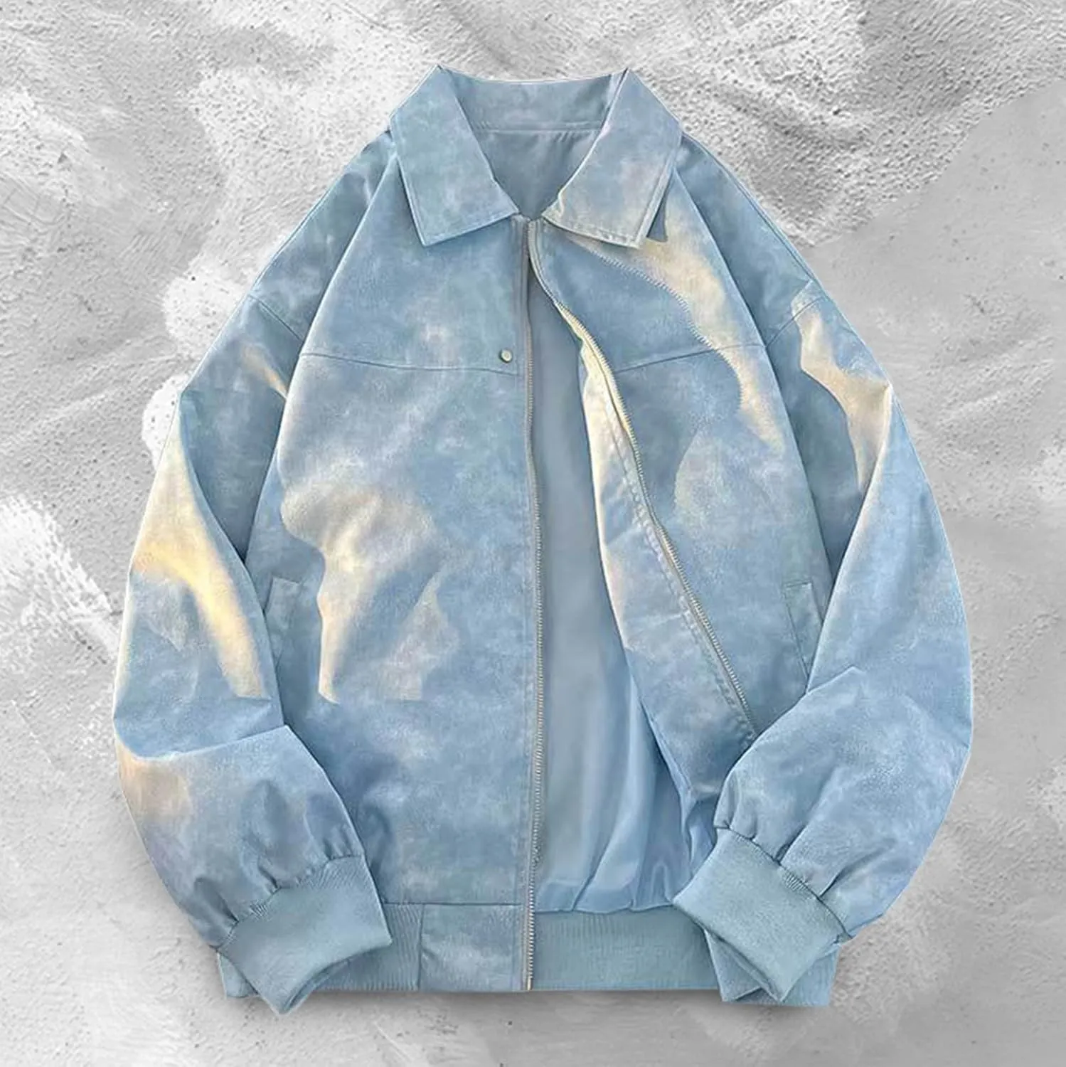 Men Suede Jacket Full Zip Casual Vintage Bomber Jackets Classic Trucker Fishing Coat Maillard Couple Top Big &Tall