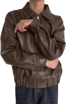 Men's Bomber Genuine Sheepskin Oversized Leather Jacket Classic Shirt Collar Loose Casual Winter Cool Designer Lightweight Men's Bomber Genuine Sheepskin Oversized Leather Jacket Classic Shirt Collar Loose Casual Winter Cool Designer Lightweight