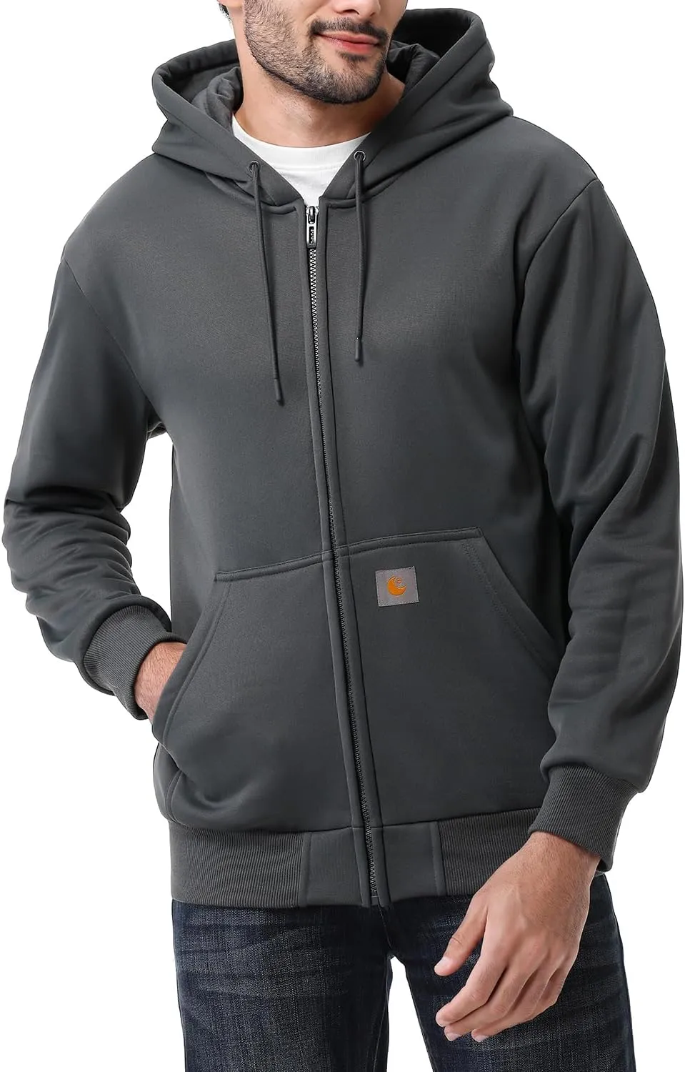 Men's Loose Fit Heavyweight Full Zip Fleece-Lined Hoodie Sweatshir