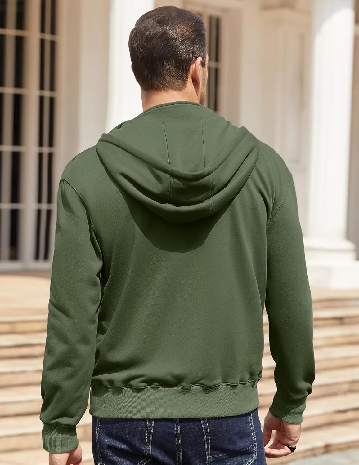 Men's Quarter Zip Pullover Hoodies Long Sleeve Weight 1/4 Half Zip Drawstring Hooded Sweatshirt Kangaroo Pocket