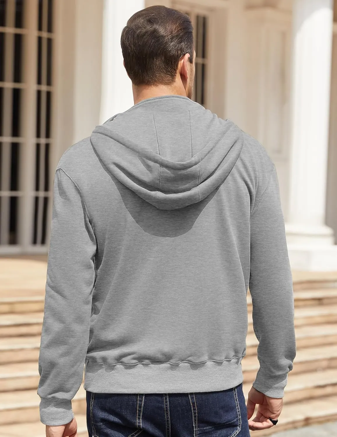 Men's Quarter Zip Pullover Hoodies Long Sleeve Weight 1/4 Half Zip Drawstring Hooded Sweatshirt Kangaroo Pocket