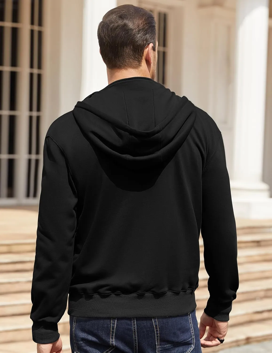 Men's Quarter Zip Pullover Hoodies Long Sleeve Weight 1/4 Half Zip Drawstring Hooded Sweatshirt Kangaroo Pocket