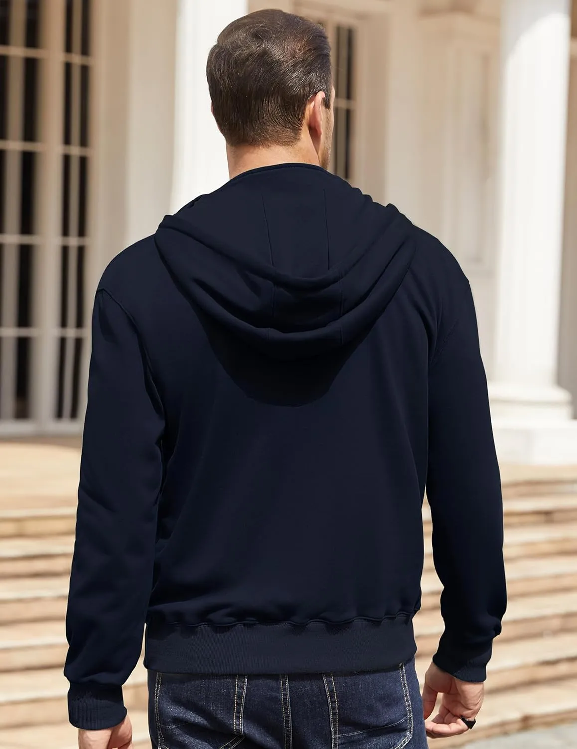 Men's Quarter Zip Pullover Hoodies Long Sleeve Weight 1/4 Half Zip Drawstring Hooded Sweatshirt Kangaroo Pocket