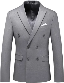 Mens Suit Jacket Double Breasted Blazer Men Slim Fit Casual Prom Wedding Daily Tux Suit Coats Blazer