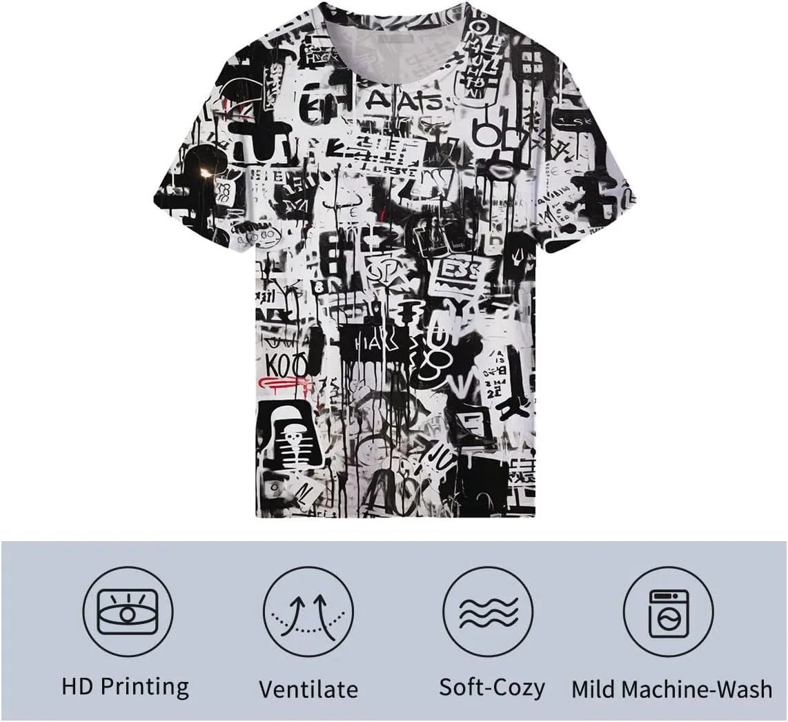 Mens Womens Hipster Hip-Hop Urban Tees Street Graffiti Print T-Shirt