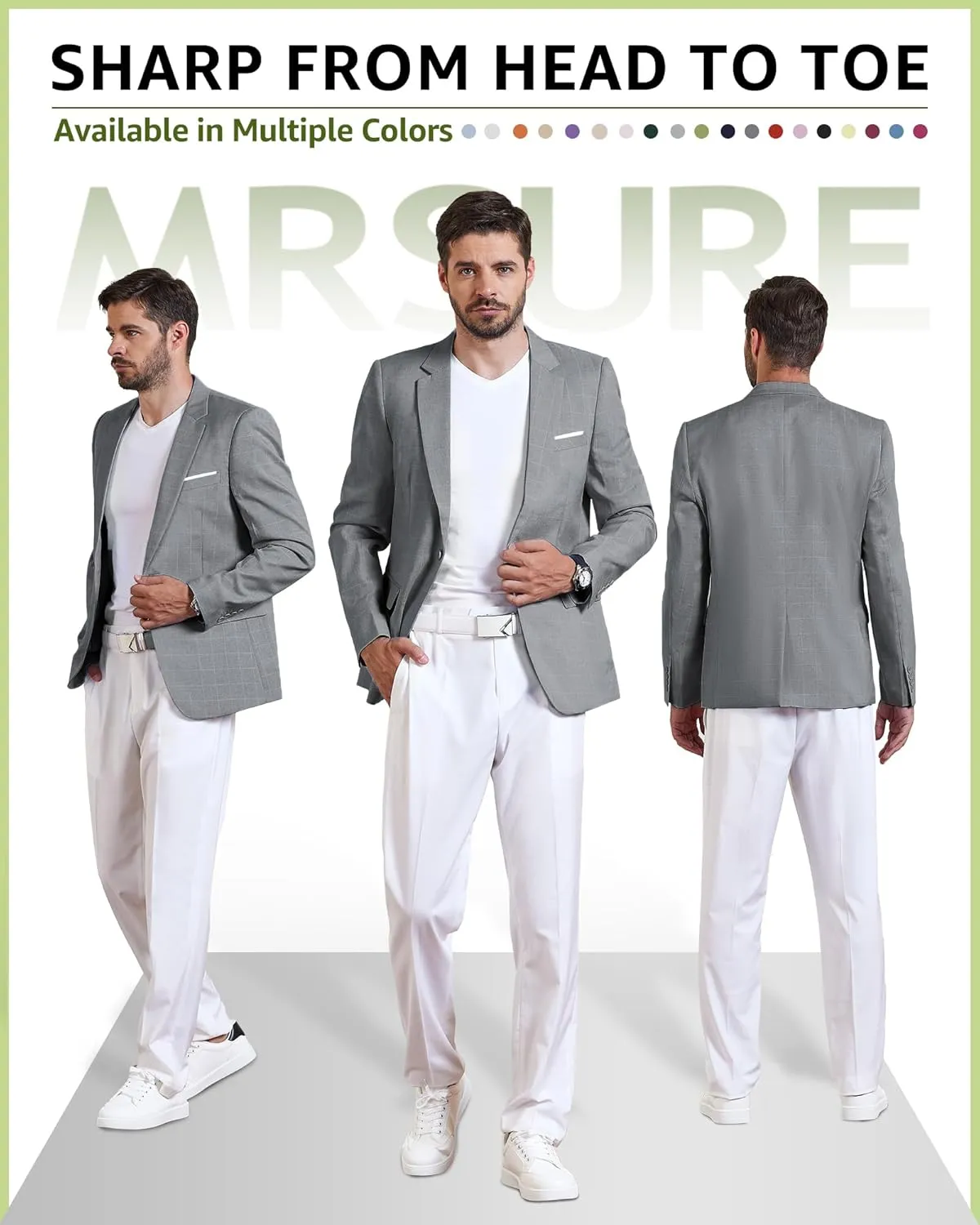 MrSure Mens 2 Buttons Linen Blazer, Casual Sport Coat, Solid Lightweight Suit Jacket for Daily