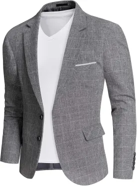 MrSure Mens 2 Buttons Linen Blazer, Casual Sport Coat, Solid Lightweight Suit Jacket for Daily MrSure Mens 2 Buttons Linen Blazer, Casual Sport Coat, Solid Lightweight Suit Jacket for Daily