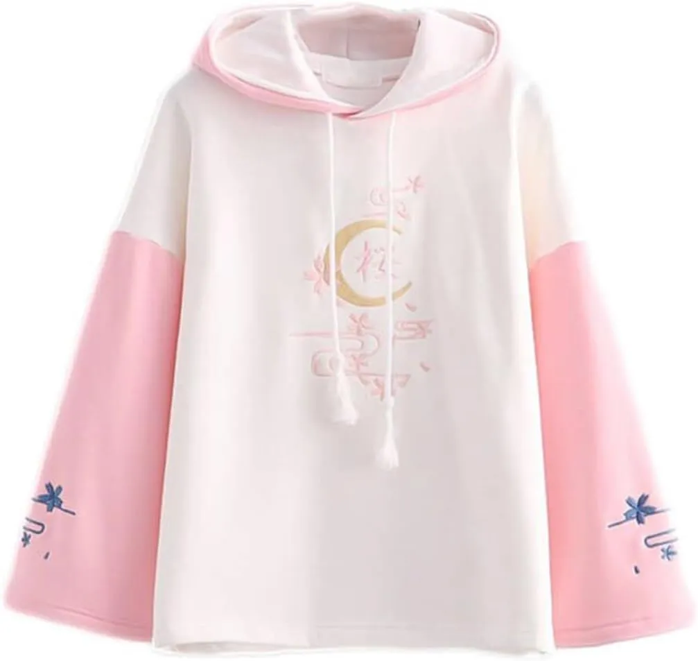 Packitcute Cute Graphic Hooded Sweatshirts for Teens Japanese Style Casual Soft Thick Warm Pullover Long Sleeve Hoodies Top