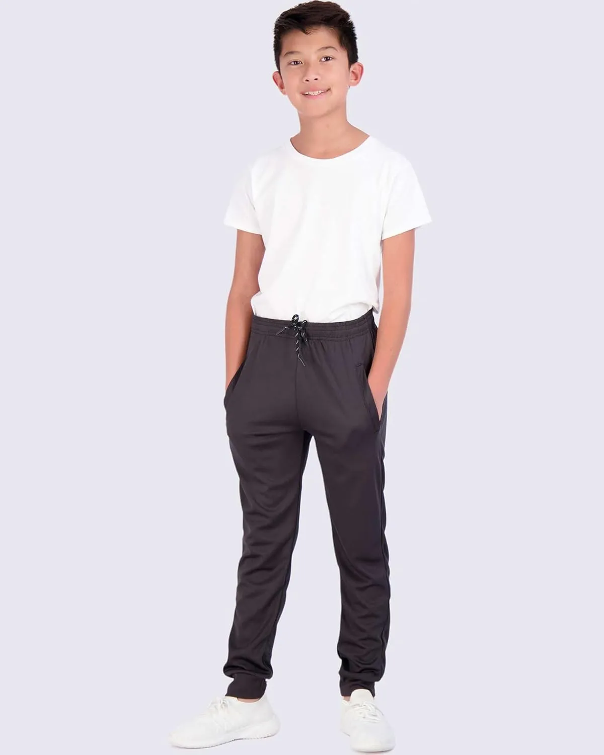 Real Essentials 3 Pack: Boy's Mesh Active Athletic Casual Jogger Sweatpants with Pockets