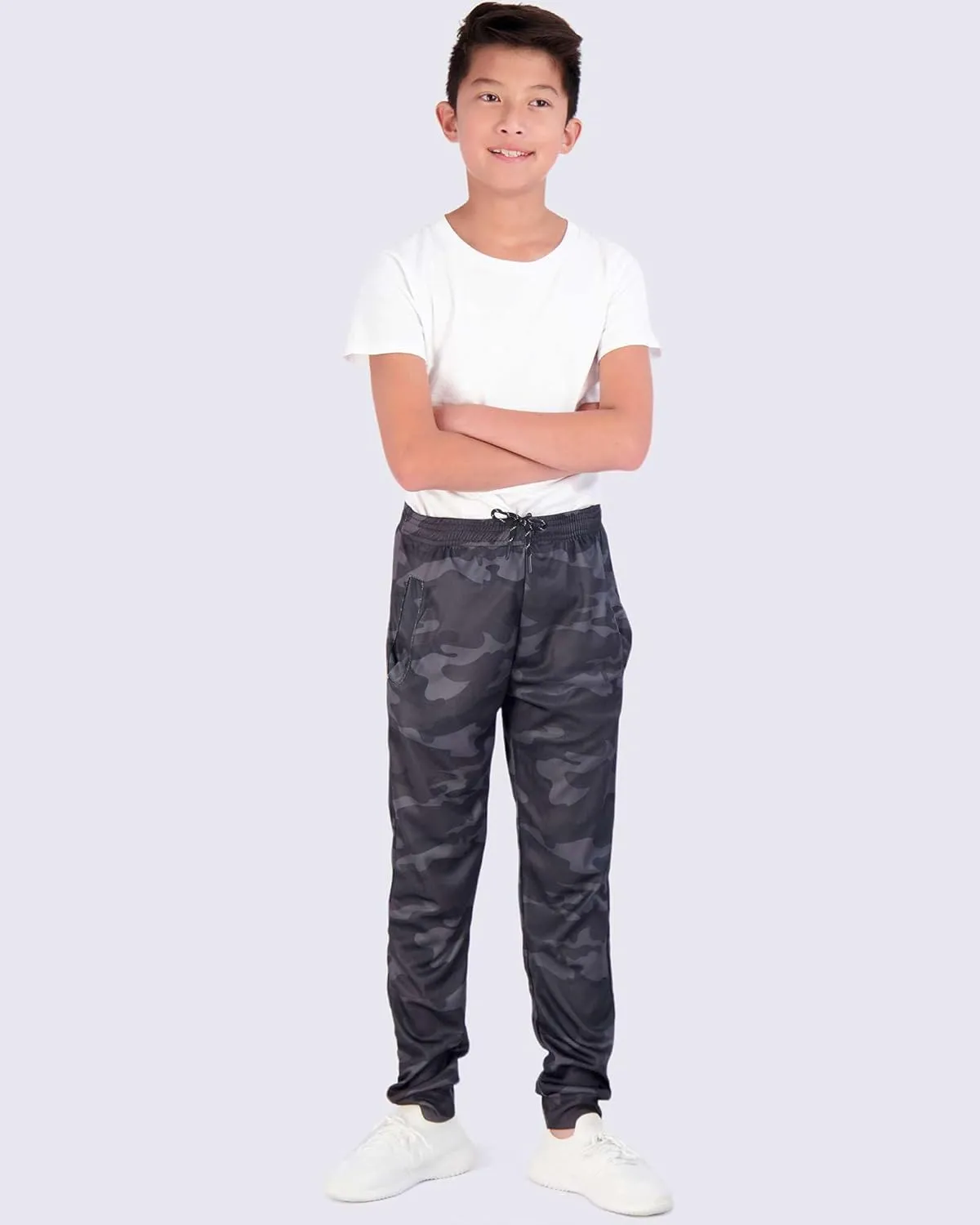 Real Essentials 3 Pack: Boy's Mesh Active Athletic Casual Jogger Sweatpants with Pockets