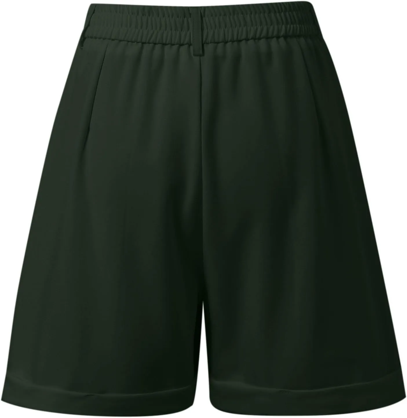 Shorts for Women Dressy Casual Summer Elastic Waist in The Back Pleated Wide Leg Tailored Work Trouser Shorts