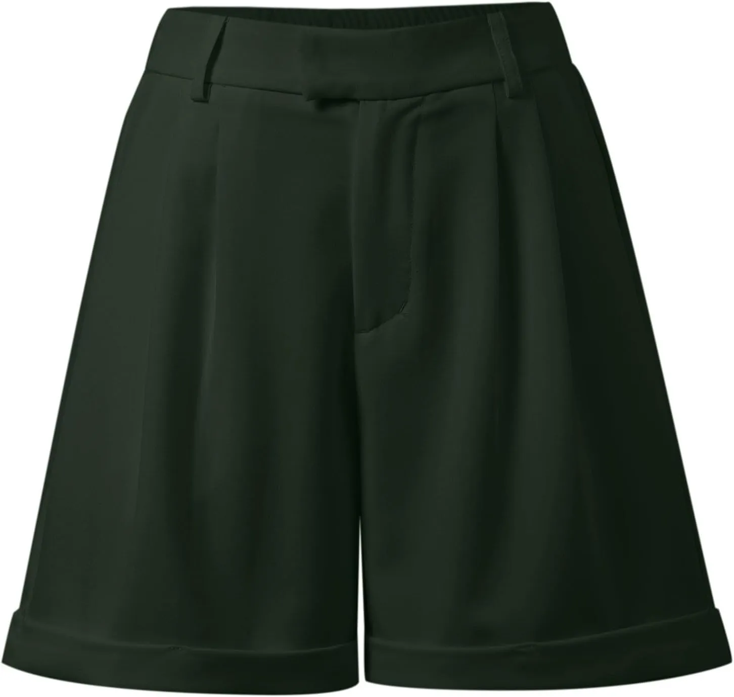 Shorts for Women Dressy Casual Summer Elastic Waist in The Back Pleated Wide Leg Tailored Work Trouser Shorts