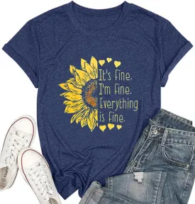 Sunflower Shirts for Women Funny Tshirts Graphic Tees Patriotic Shirts CuteSummer Athletic Tops Casual Women's Clothing