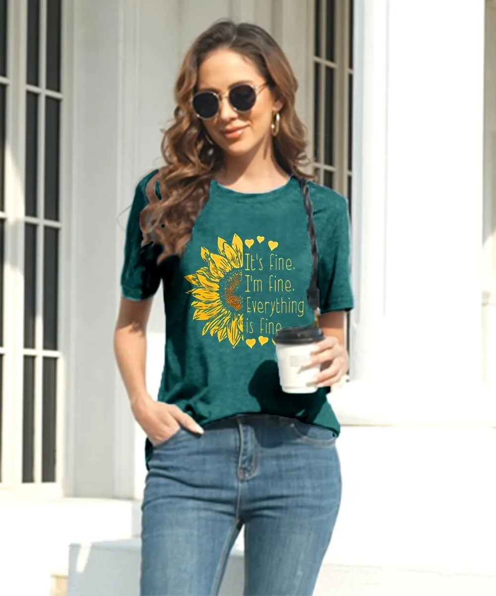 Sunflower Shirts for Women Funny Tshirts Graphic Tees Patriotic Shirts CuteSummer Athletic Tops Casual Women's Clothing