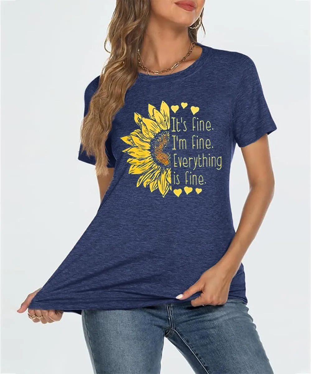 Sunflower Shirts for Women Funny Tshirts Graphic Tees Patriotic Shirts CuteSummer Athletic Tops Casual Women's Clothing