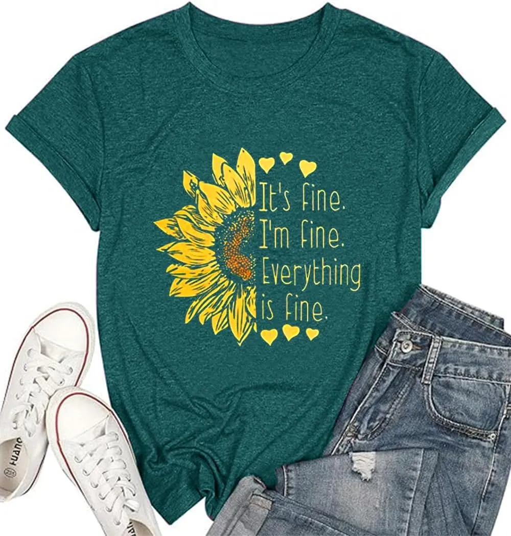 Sunflower Shirts for Women Funny Tshirts Graphic Tees Patriotic Shirts CuteSummer Athletic Tops Casual Women's Clothing