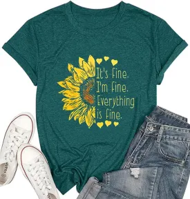 Sunflower Shirts for Women Funny Tshirts Graphic Tees Patriotic Shirts CuteSummer Athletic Tops Casual Women's Clothing
